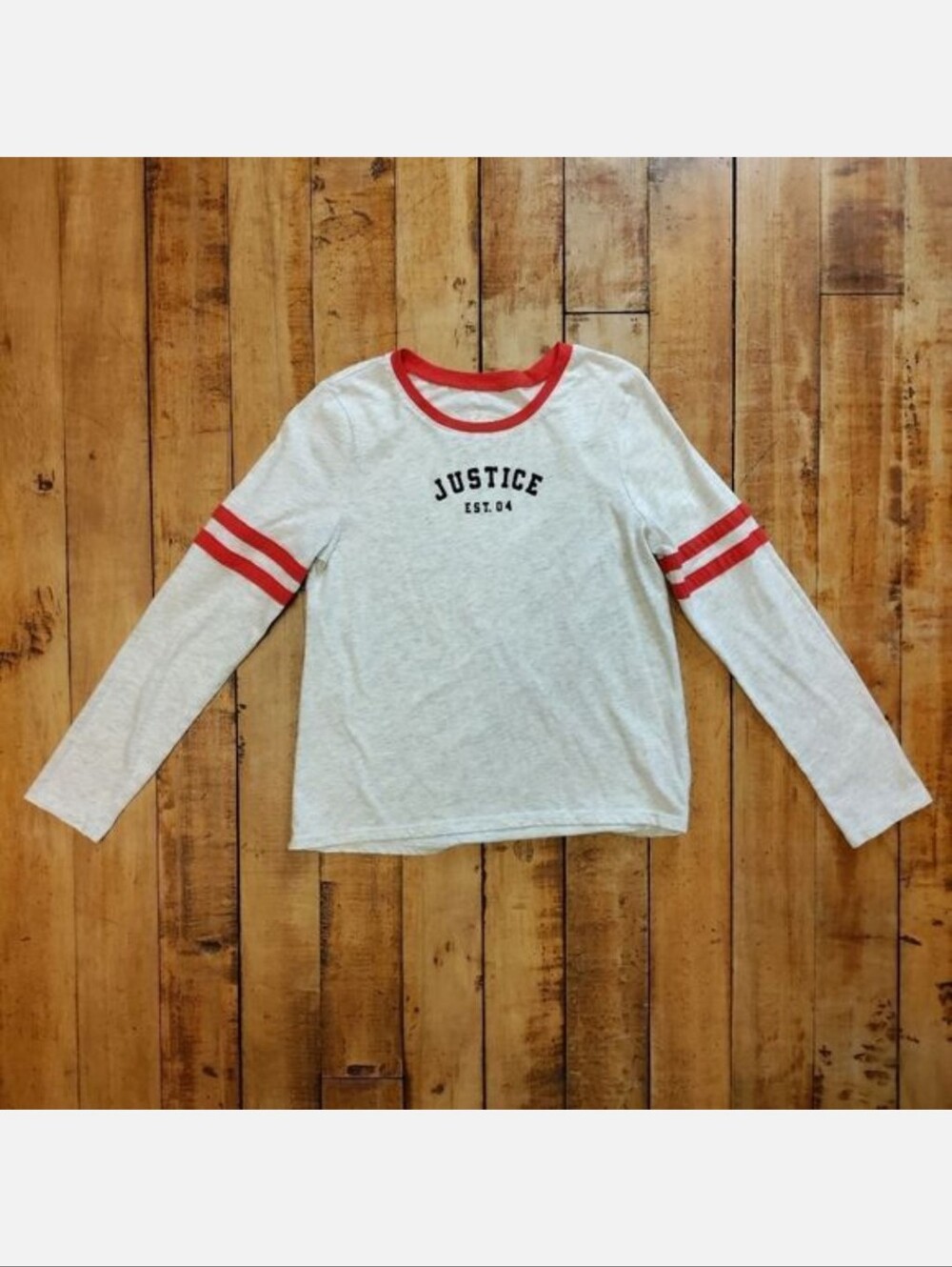 Justice lightweight long sleeve tee size 12 girls cream red